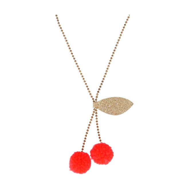 Cherry Pompom Necklace