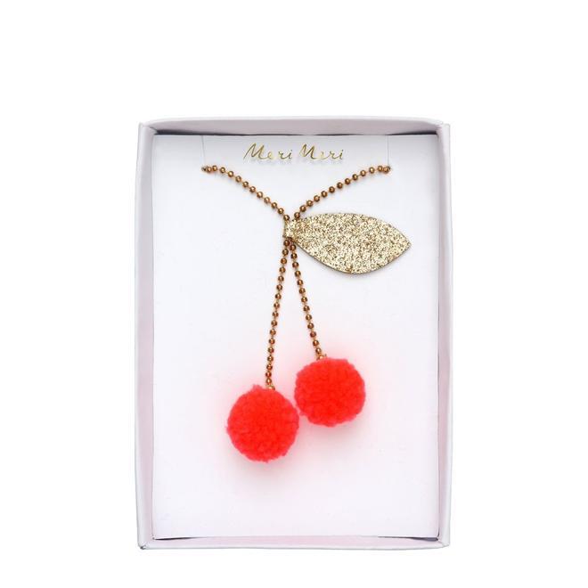 Cherry Pompom Necklace