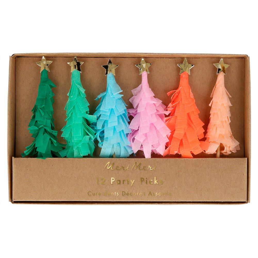 Rainbow Fringed Tree Party Picks