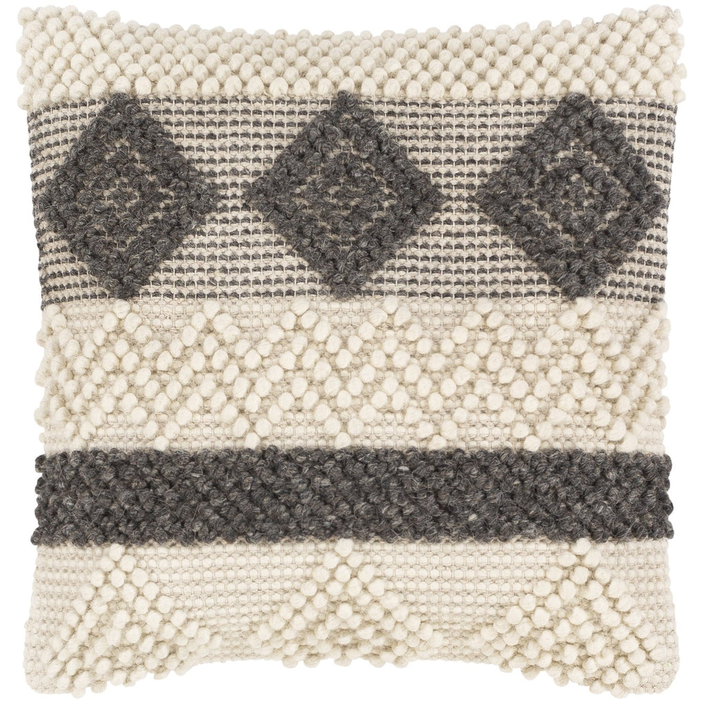 Hygge HYG-002 Hand Woven Pillow in Ivory & Charcoal by Surya