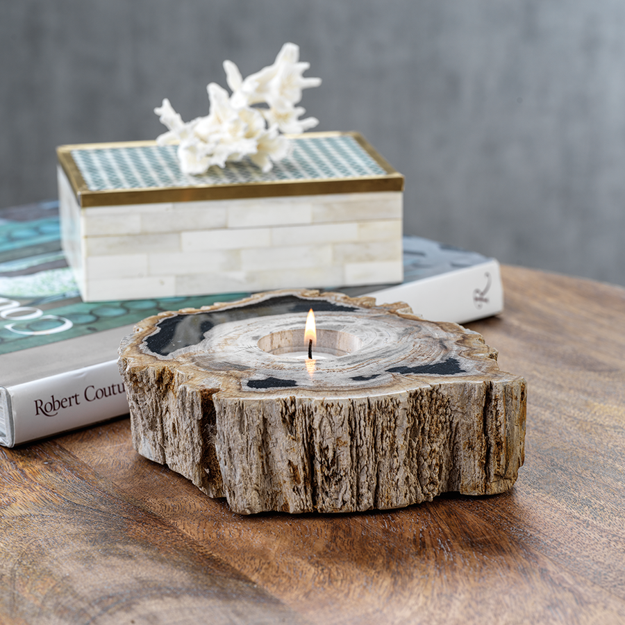 Fortaleza Petrified Wood Tealight Holder