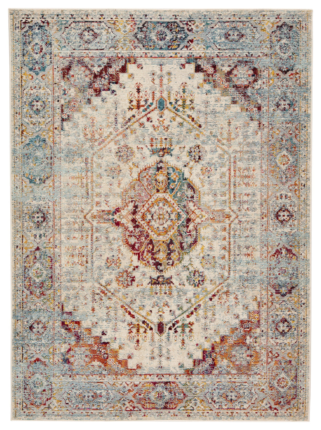 Elowen Indoor/ Outdoor Medallion Multicolor & Orange Area Rug