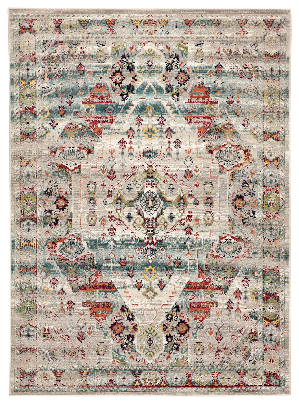 Farra Indoor/ Outdoor Medallion Multicolor & Green Area Rug