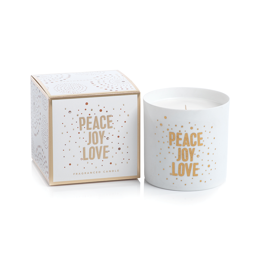 AG Porcelain Scented Candle Jar-Peace, Joy, Love