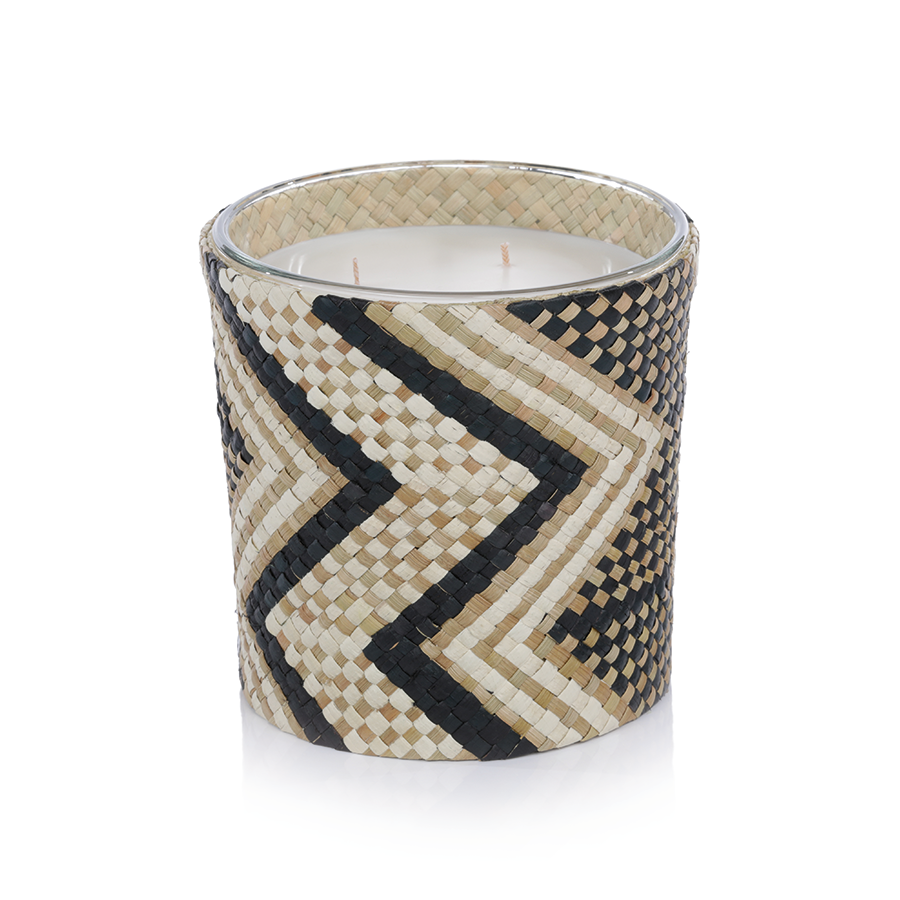 Mia Fragranced Zigzag Candle in Black & White