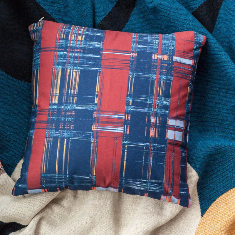 Blue Plaid Throw Pillow