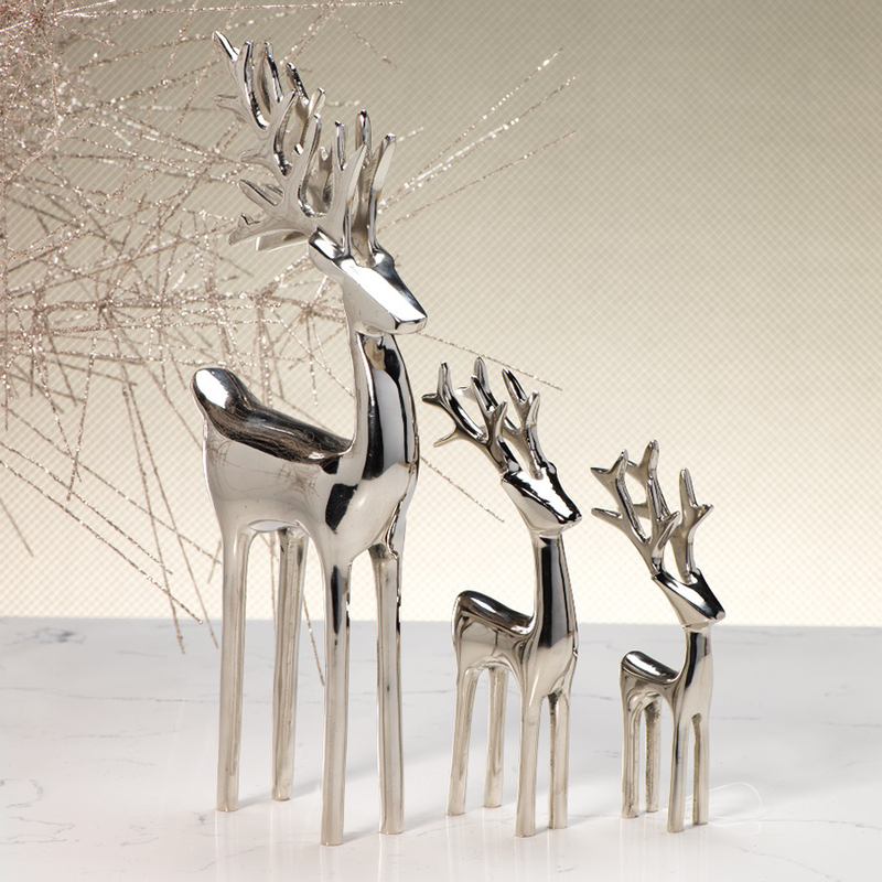 Reindeer Decorative Figure - Polished Nickel in Various Sizes