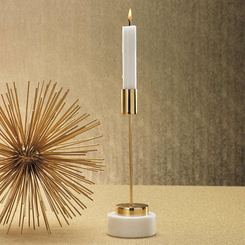 Celine Brass & Marble Taper Candle Holder