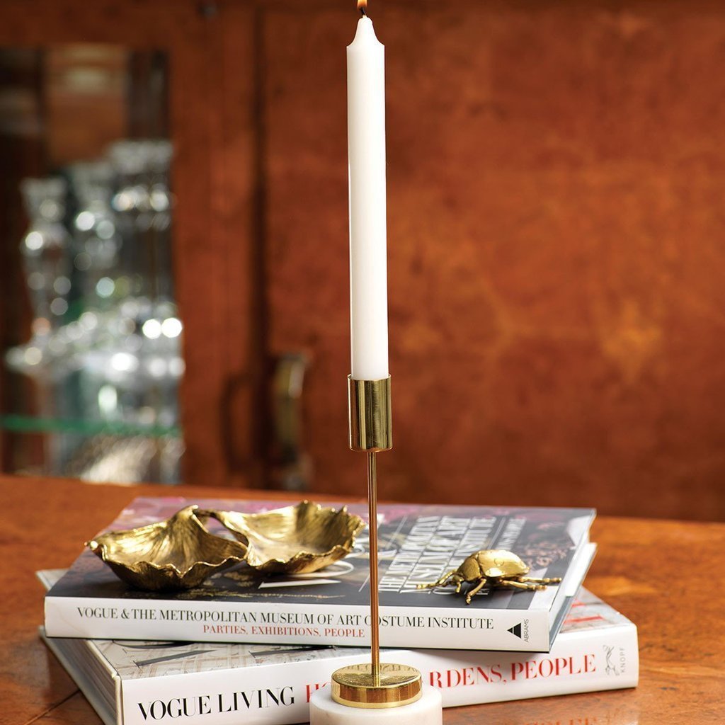 Celine Brass & Marble Taper Candle Holder