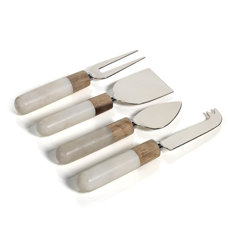 Marble and Wood Cheese Tool Set