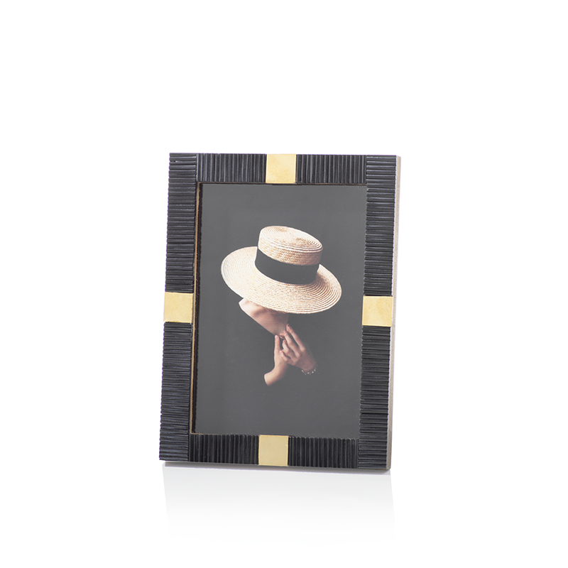 Maha Black Bone with Brass Trim Photo Frame