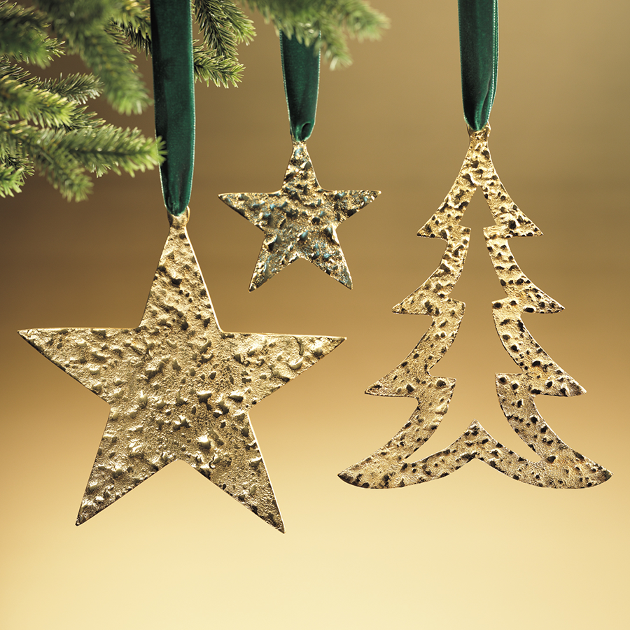 Raw Aluminum Star Ornament Gold in Various Sizes