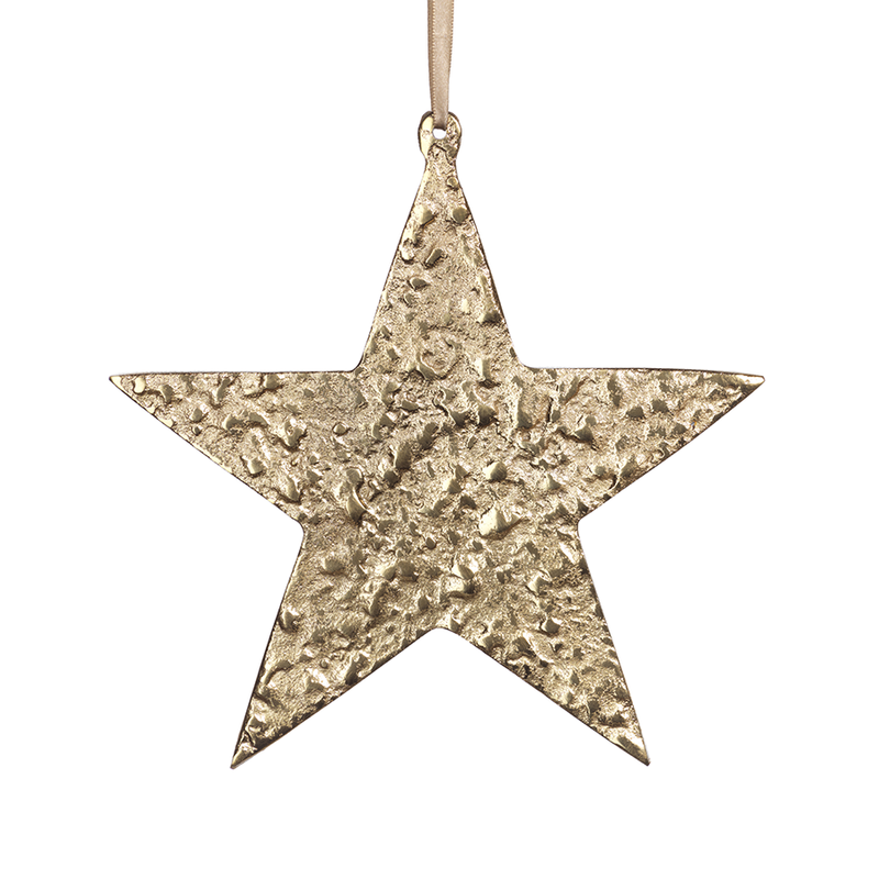 Raw Aluminum Star Ornament Gold in Various Sizes