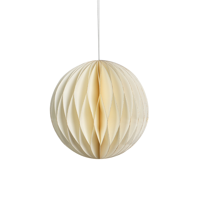 Wish Paper Decorative Ball OrnamentS - Ivory with Gold Glitter Edges