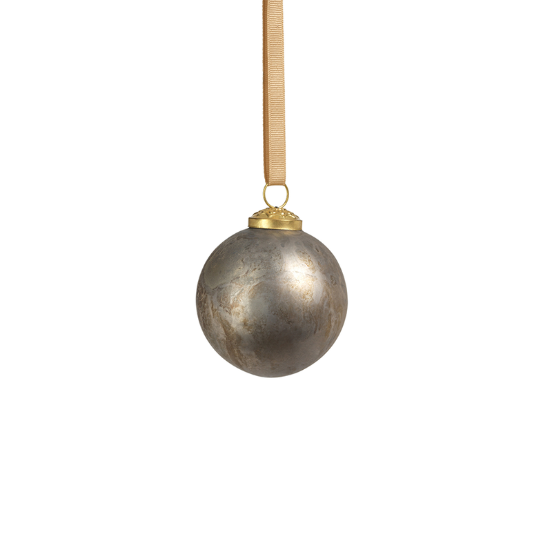 Rustic Metallic Glass Ball Ornaments-Silver - Set of 6