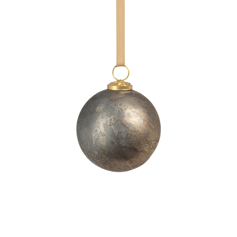 Rustic Metallic Glass Ball Ornaments-Silver - Set of 6