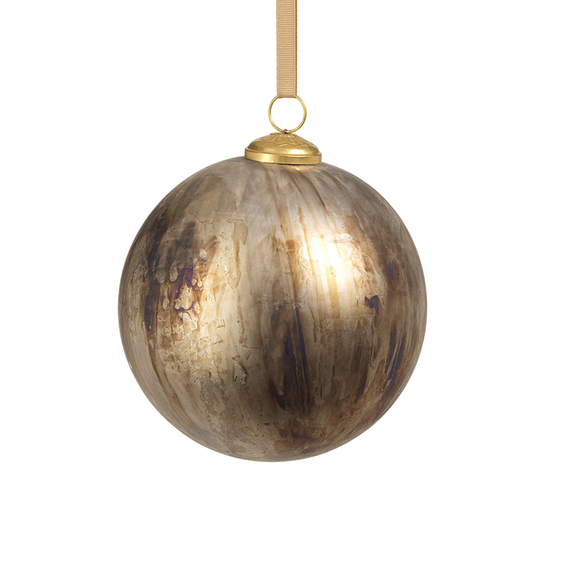 Rustic Metallic Glass Ball Ornaments - Set of 2