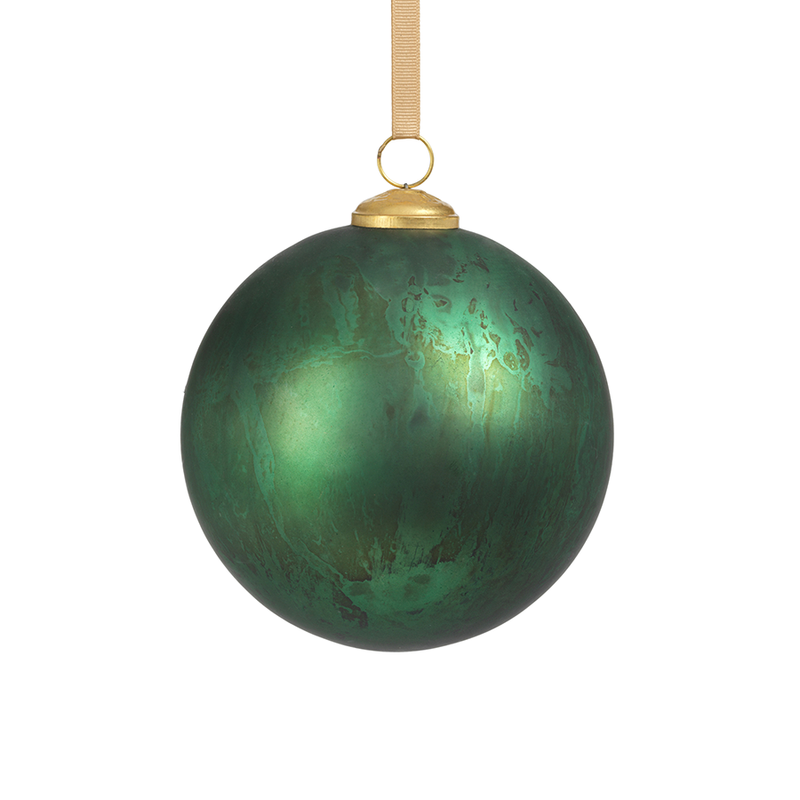 Rustic Metallic Glass Ball Ornaments - Set of 2