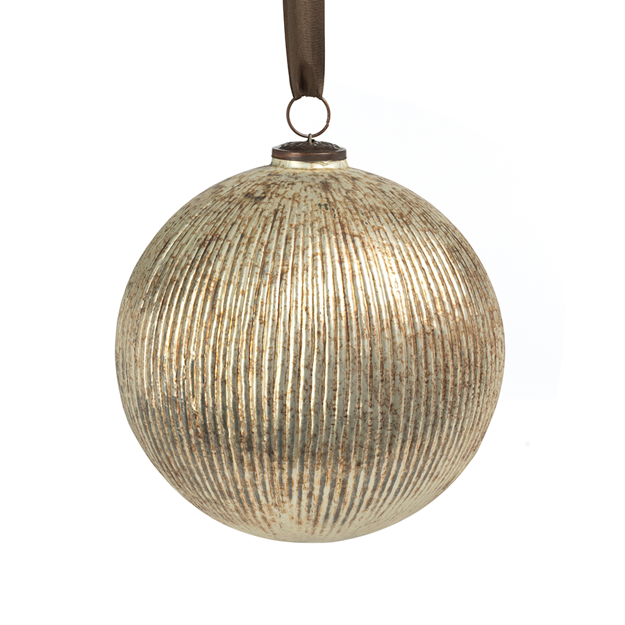 Antique Silver Glass Ball Ornament