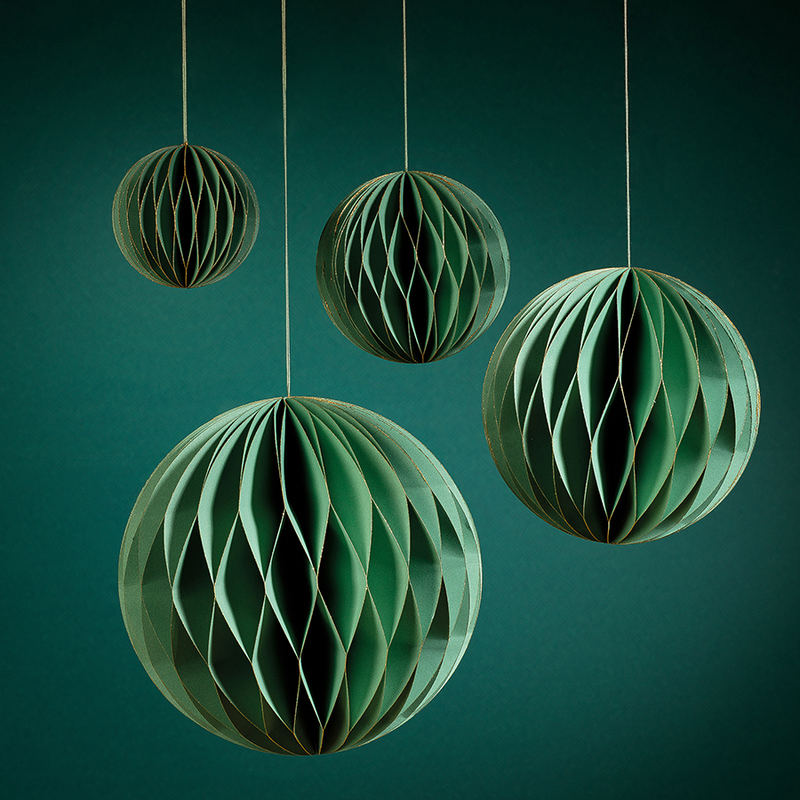 Miriam Paper Deco Ball Ornaments Green - Set of 12