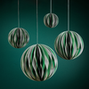 Wish Paper Decorative Ball Ornaments - Off White, Dark Green and Silver