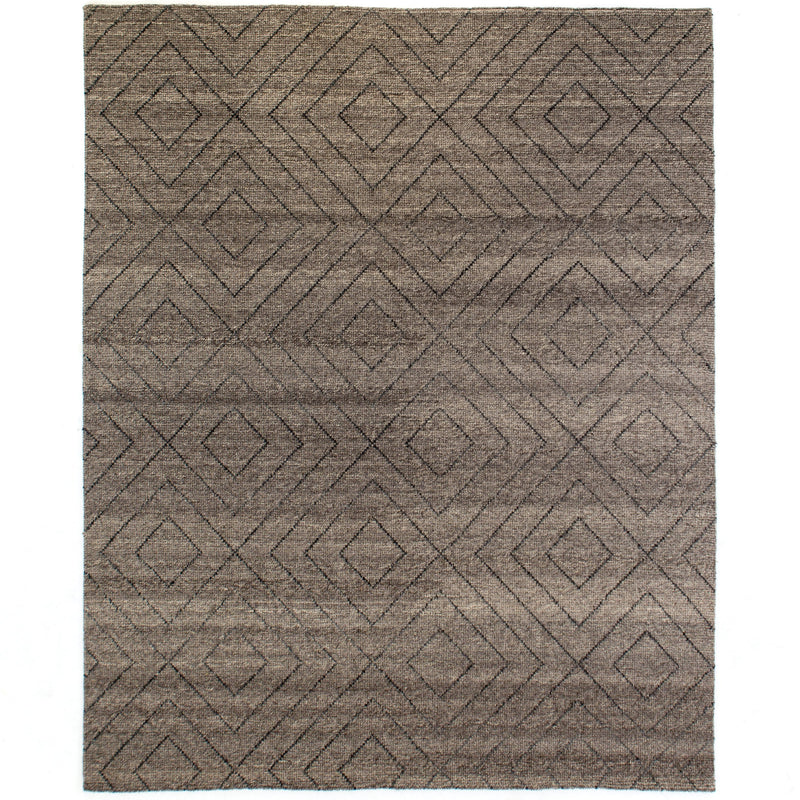 Natural Diamond Patterned Wool Rug