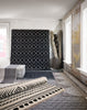 Black Patterned Stripe Rug