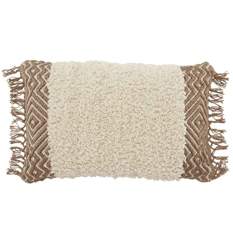 Isko Lawson Indoor/Outdoor Reversible Cream & Taupe Pillow 1