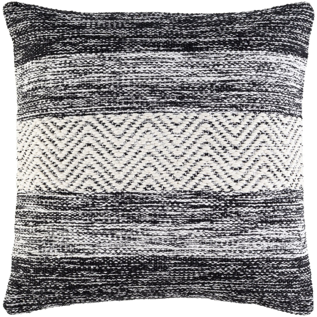 Levi IVL-003 Hand Woven Pillow in Black & Cream by Surya