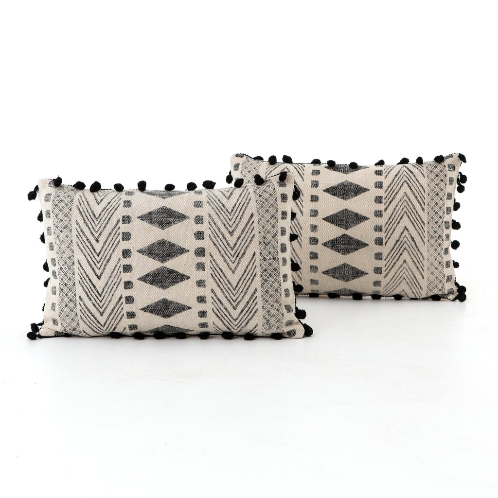 Set of 2 Faded Block Print Lumbar Pillows