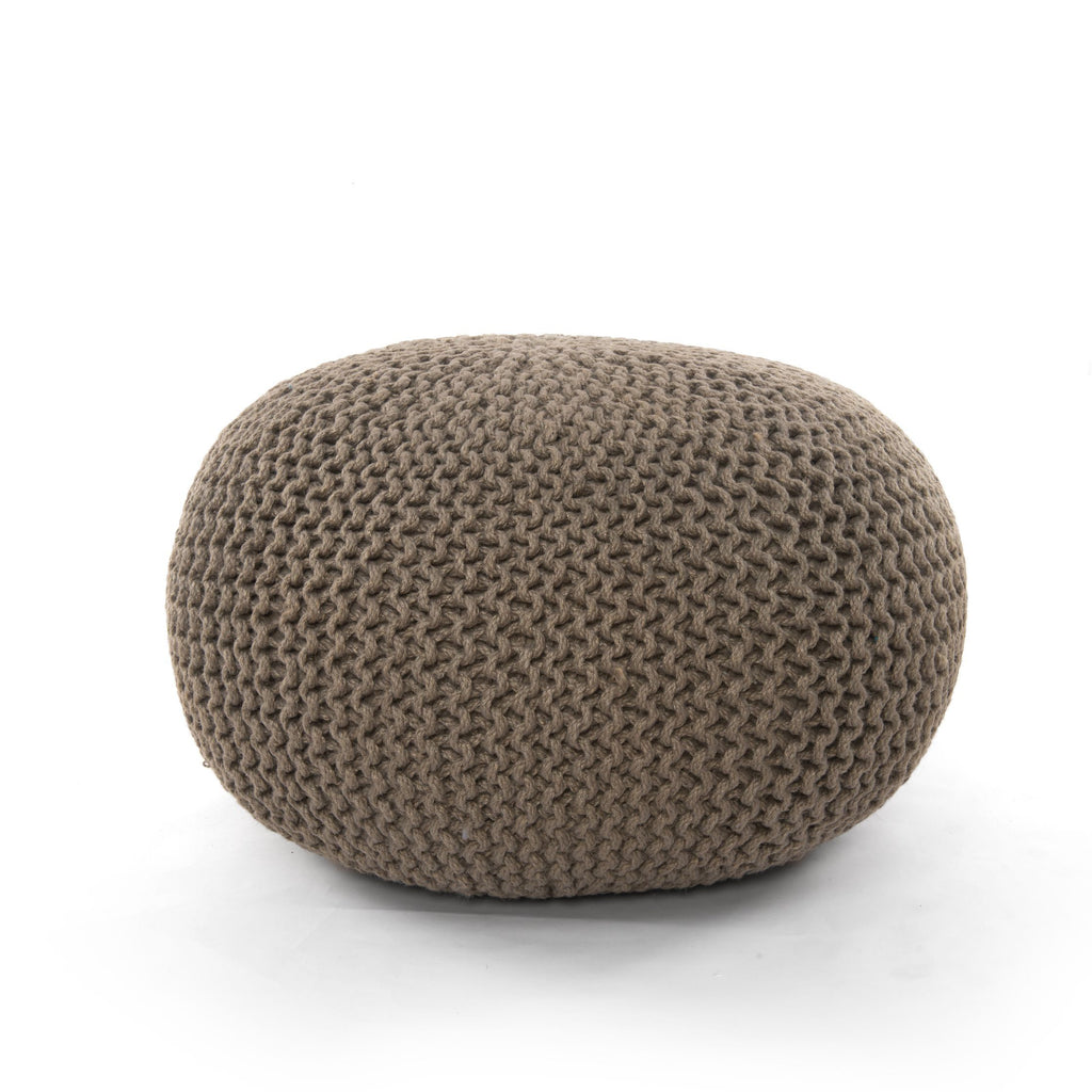 Jute Knit Neutral Pouf