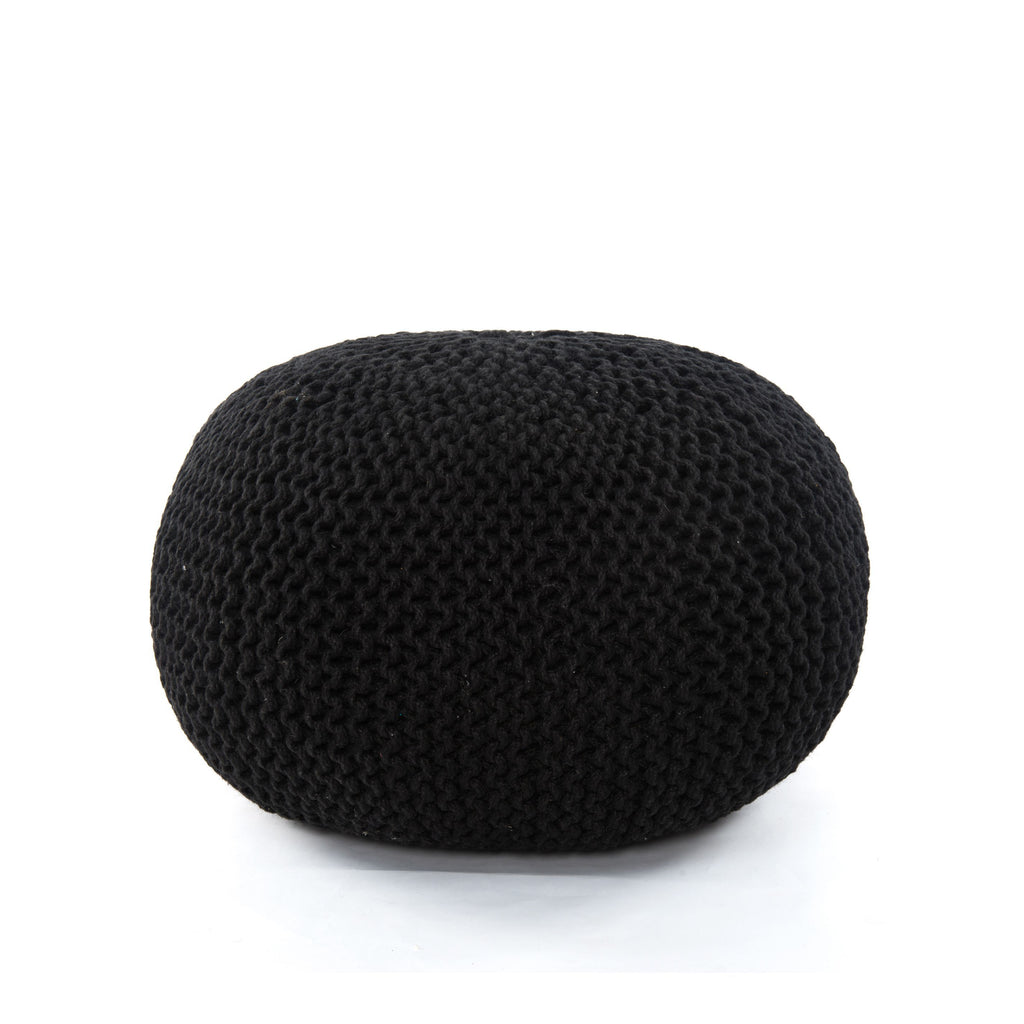 Jute Knit Black Pouf