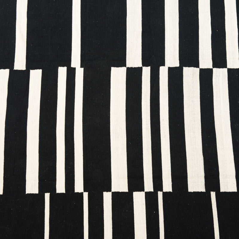 Offset Black Stripe Cotton Rug