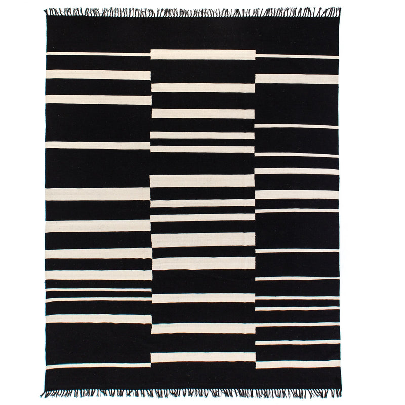 Offset Black Stripe Cotton Rug