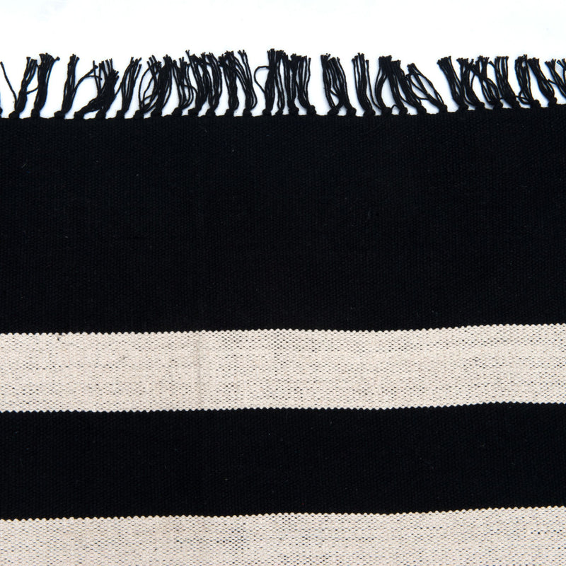 Offset Black Stripe Cotton Rug