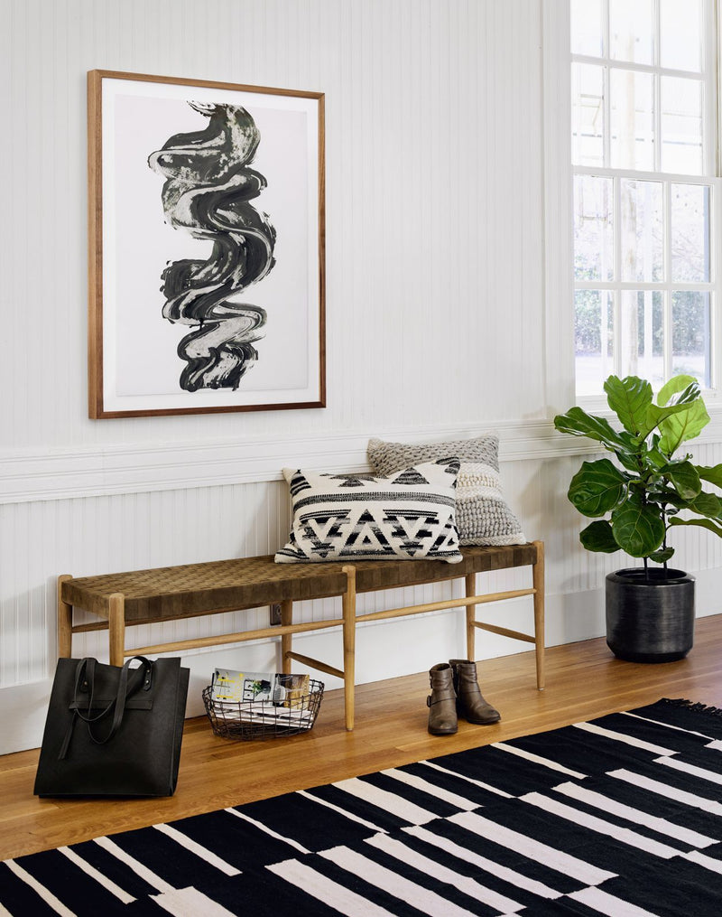 Offset Black Stripe Cotton Rug