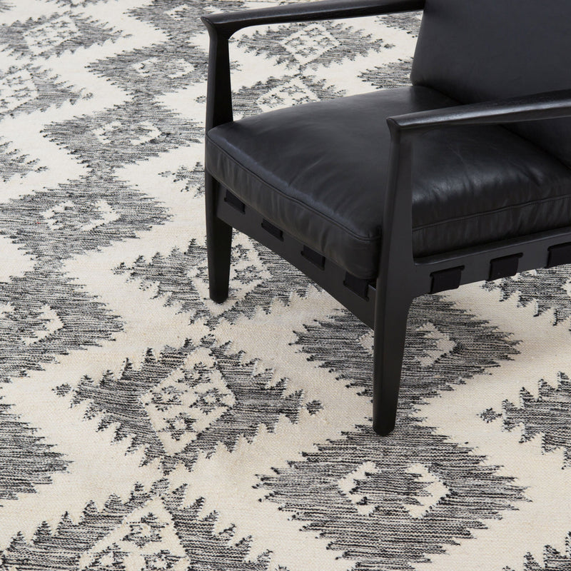 Charcoal & Cream Wool Rug