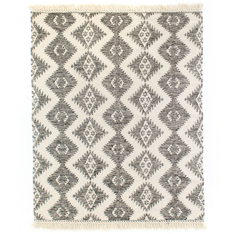 Charcoal & Cream Wool Rug