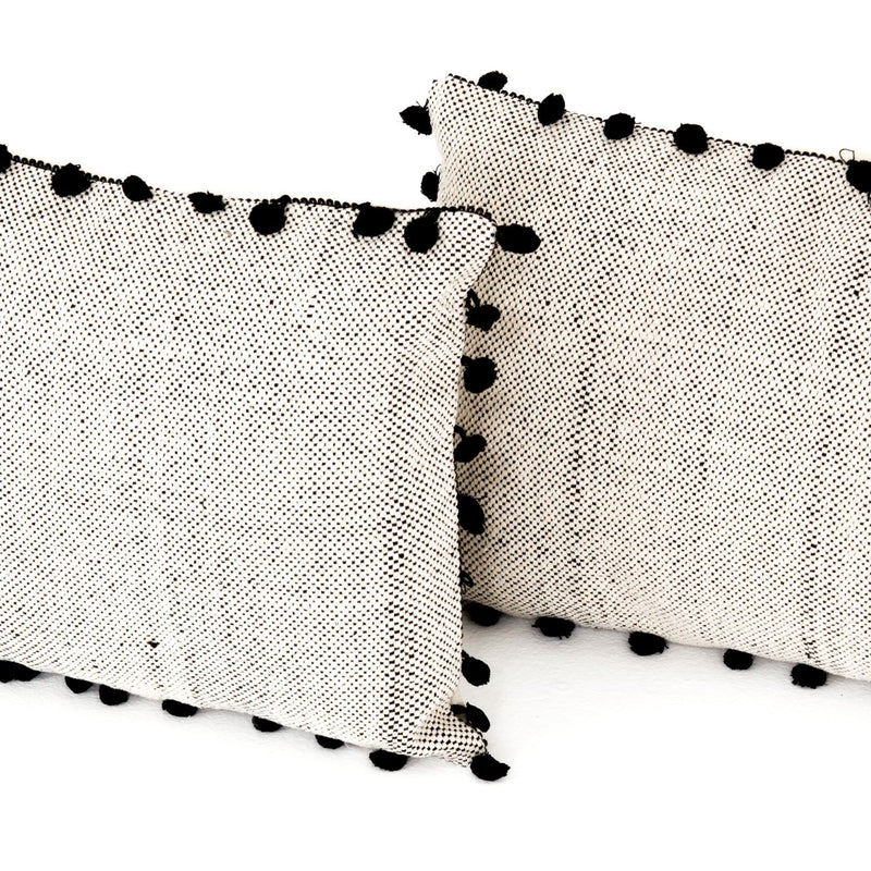 Black Fringe Trim Pillow Set of 2