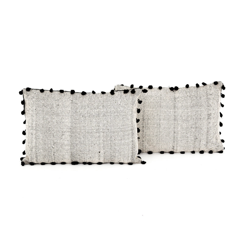 Black Fringe Trim Pillow Set of 2