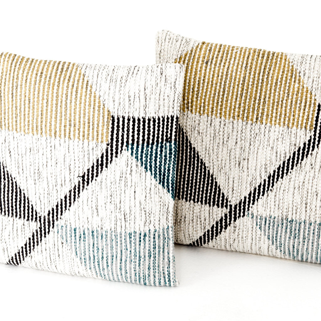 Set of 2 Cream Color Block Pillows in Various Sizes