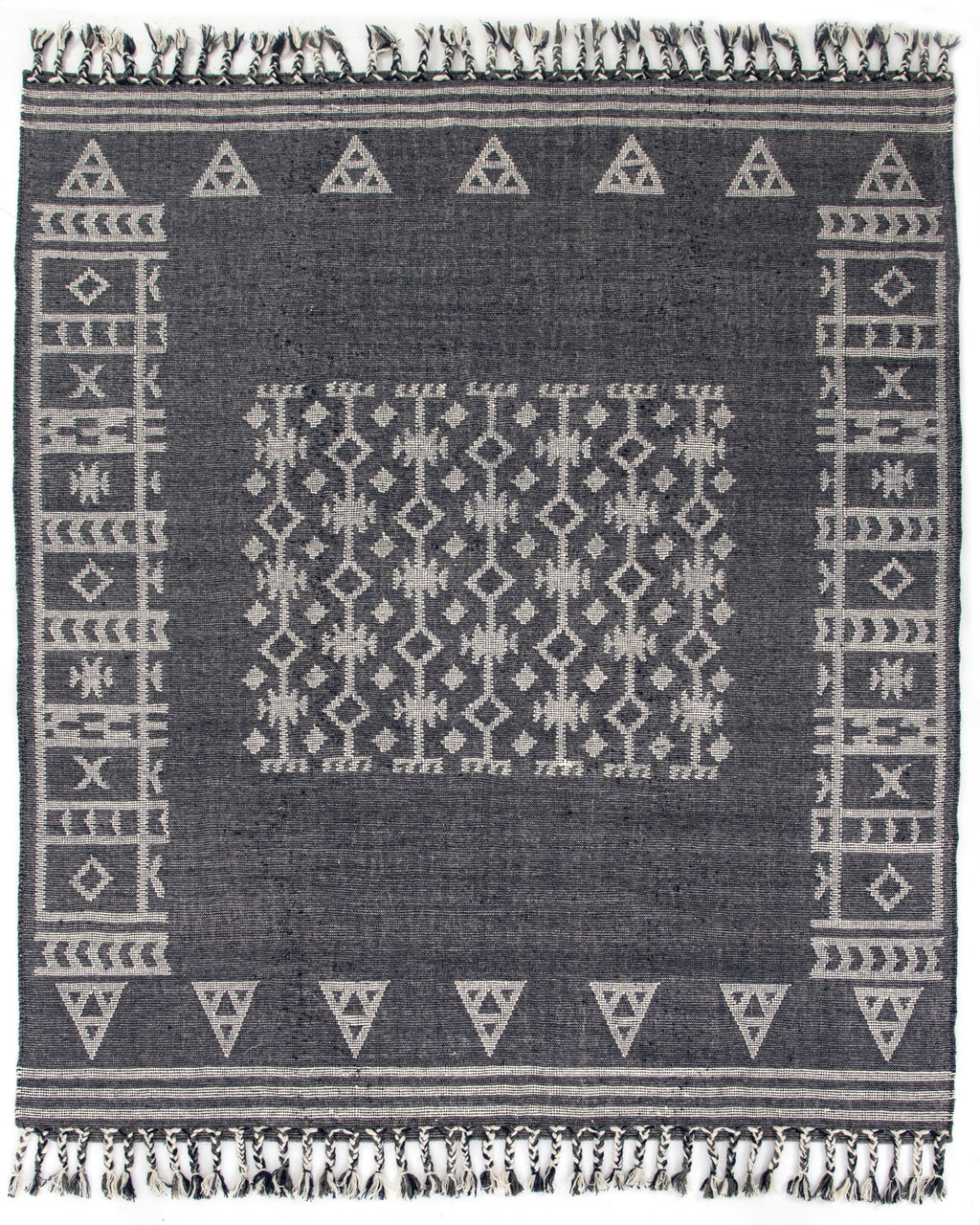 Navy Flatweave Patterned Rug