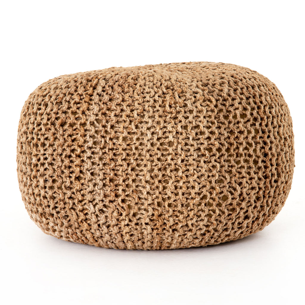 Jute Knit Tan Pouf