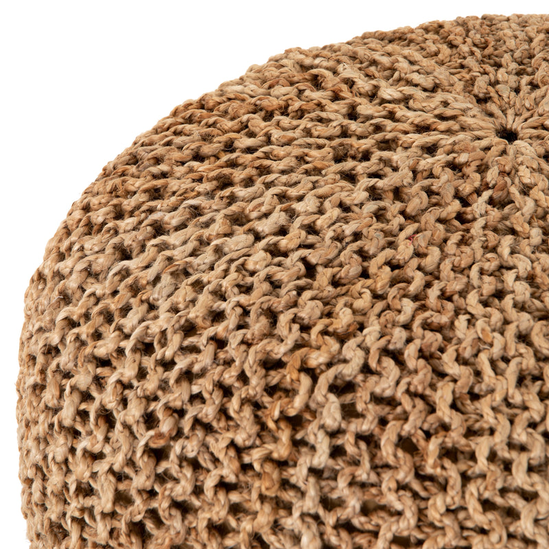 Jute Knit Tan Pouf