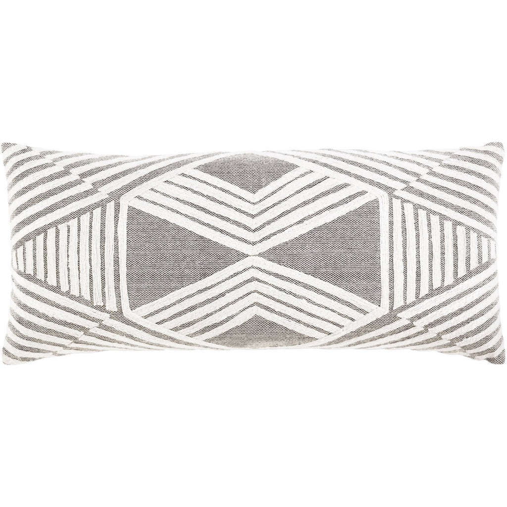 Izie IZI-002 Hand Woven Lumbar Pillow in Cream & Black by Surya