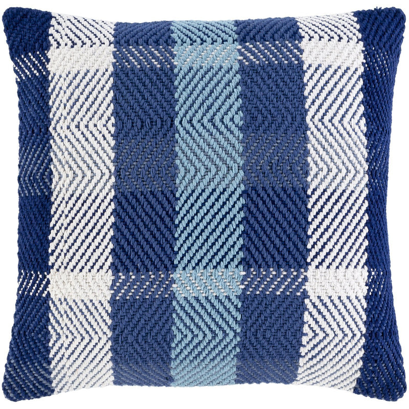 Jacobean JBN-001 Hand Woven Pillow in Dark Blue & White by Surya