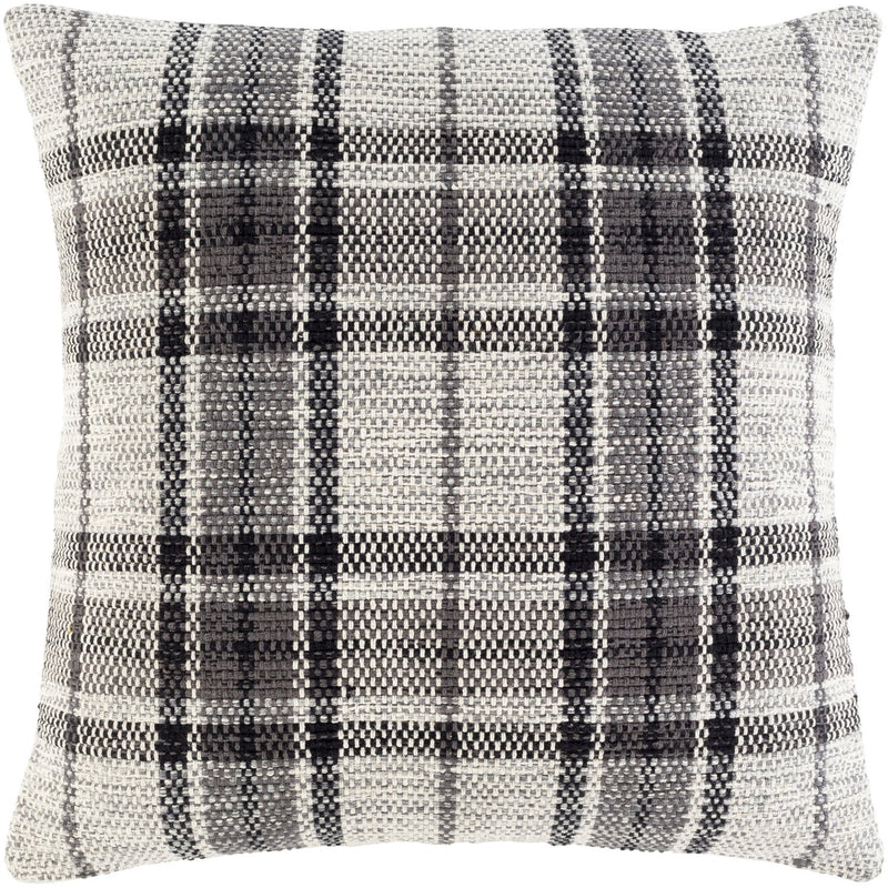 Jacobean JBN-002 Hand Woven Pillow in Charcoal & Beige by Surya