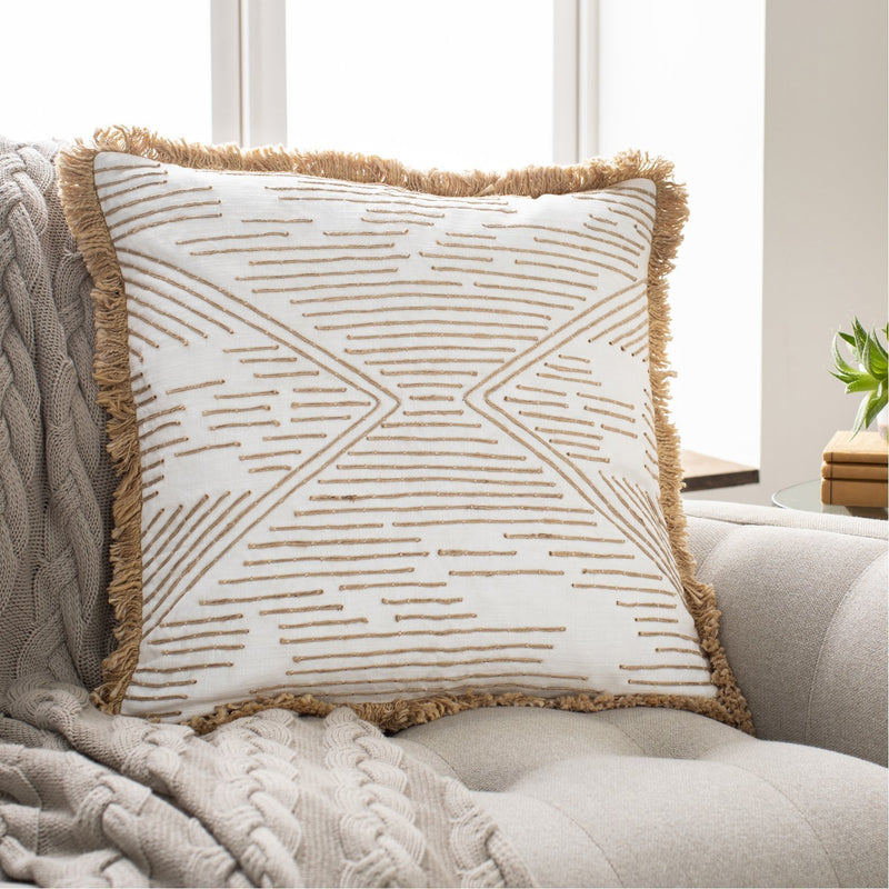 Jahari JHI-001 Woven Pillow in Cream & Tan by Surya