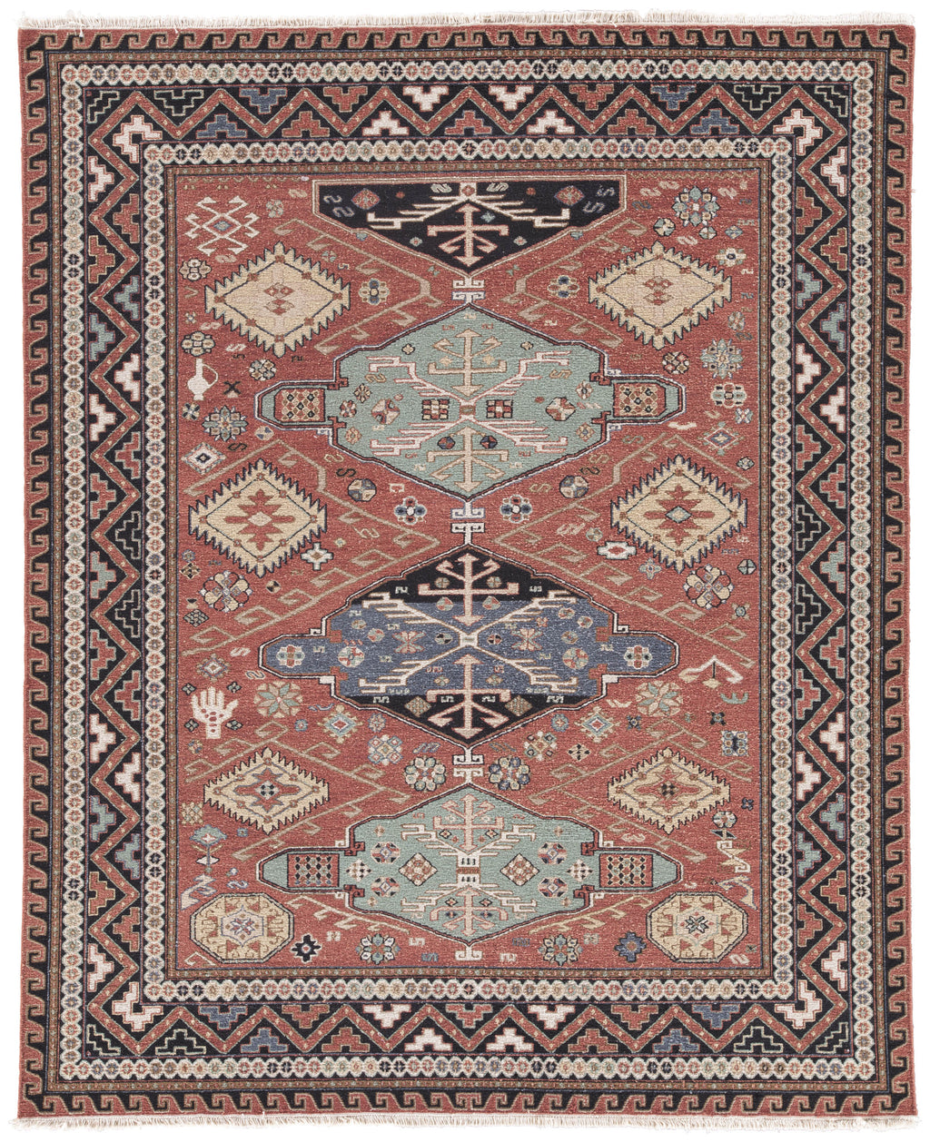 Granato Hand-Knotted Medallion Red & Blue Area Rug design by Jaipur Living