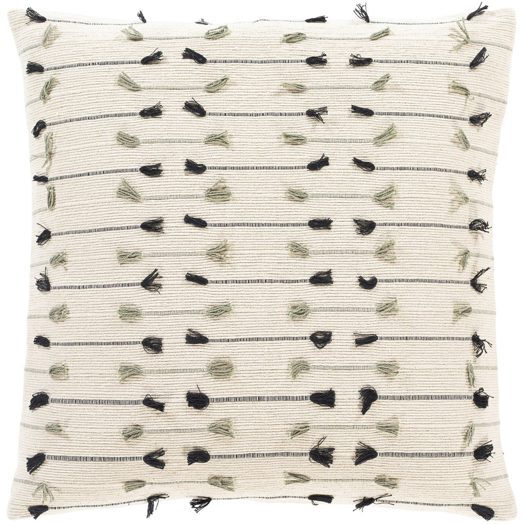 Justine JTI-003 Woven Pillow in Beige & Black by Surya